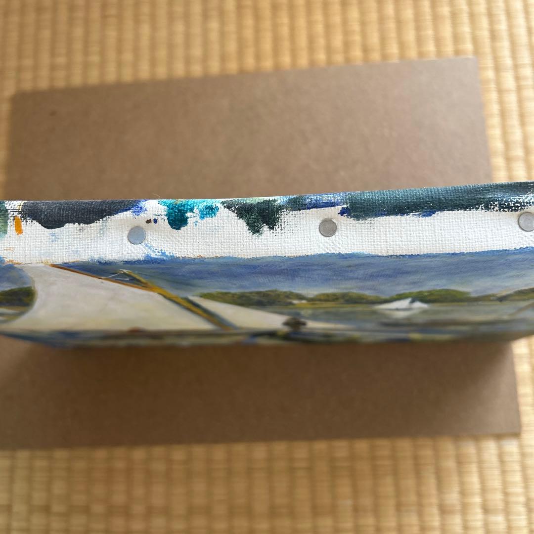 モネ　湖畔　ヨット　模写