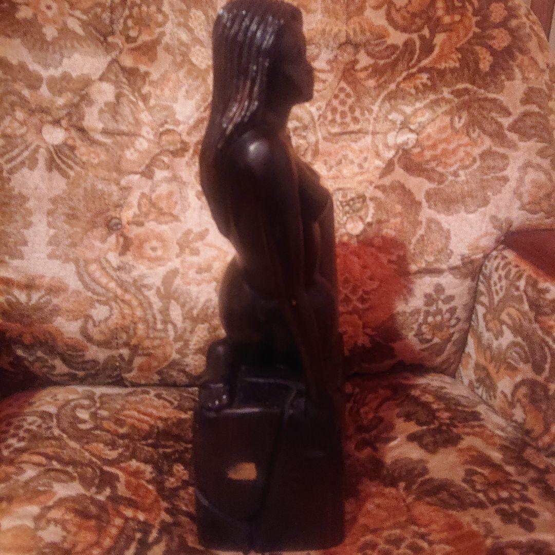 木製女性像 彫刻 ダークブラウンアンティーク