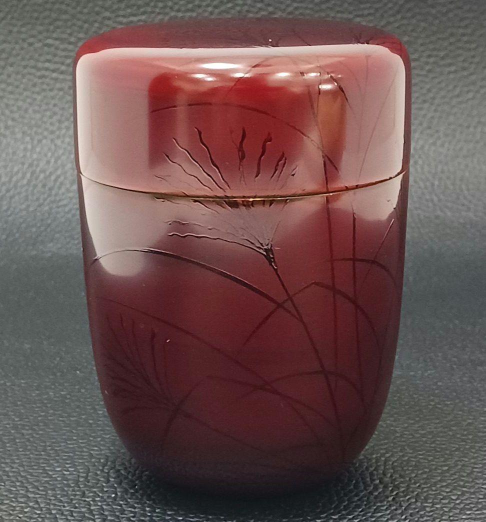 Y3339-9 茶道具 吉田一峰作 蒔絵 棗 共箱　　#13