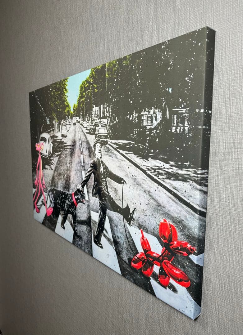 No.115木枠付きキャンバスアート　ビートルズ　チャップリン　アートパネル