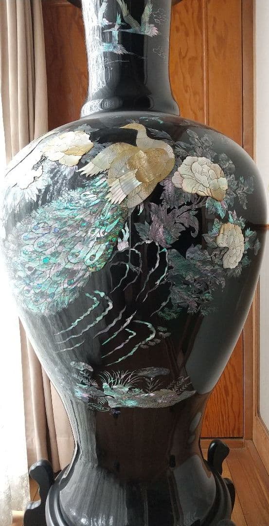 螺鈿細工の特大壺花器