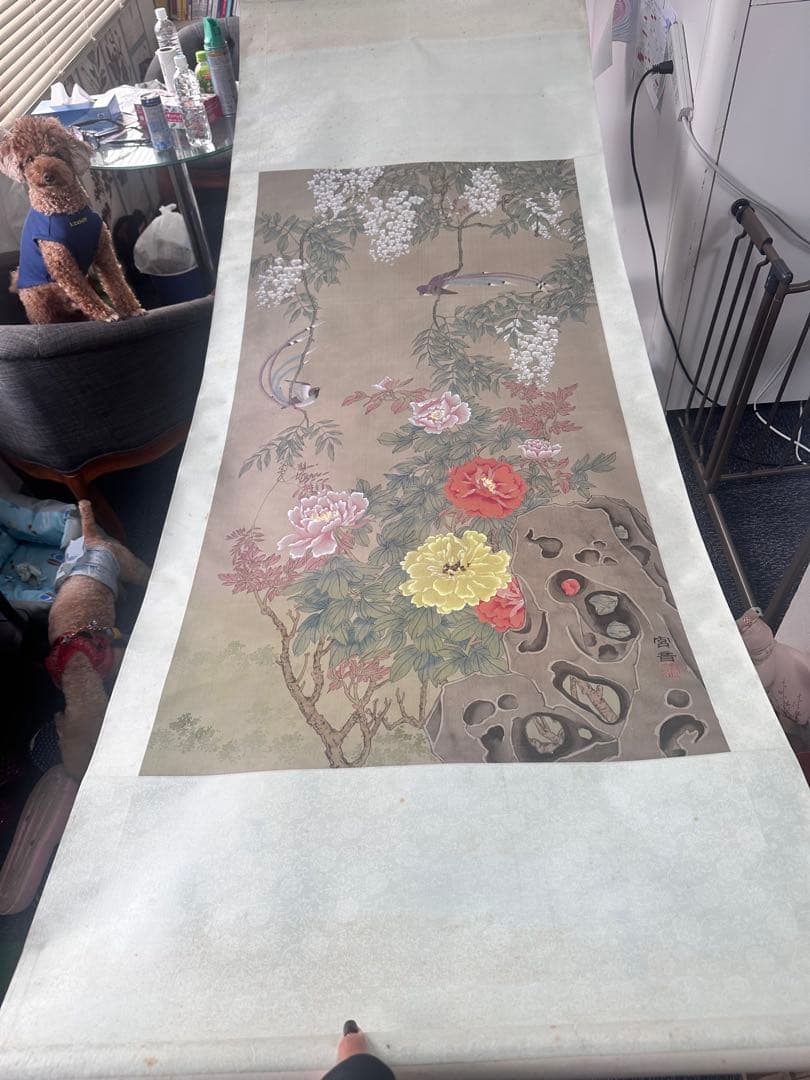 中堂精品 白い花の掛軸