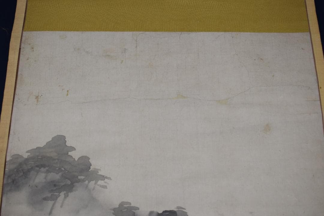 【真作】春木南溟/山水田家図/掛軸☆宝船☆Z-594