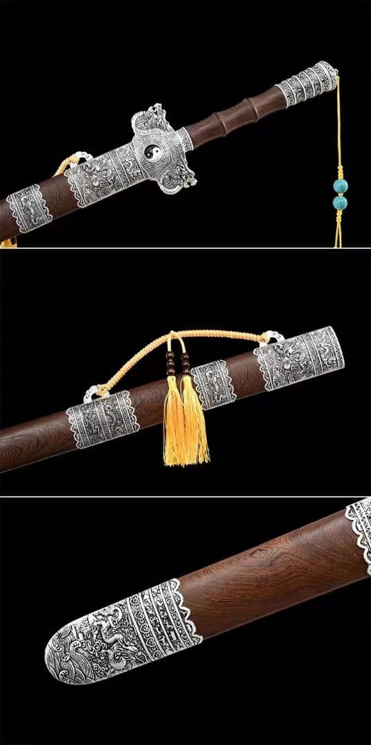 太極八卦鎮宅巨剣（花梨木金）古兵器   武具　刀装具　日本刀　模造刀