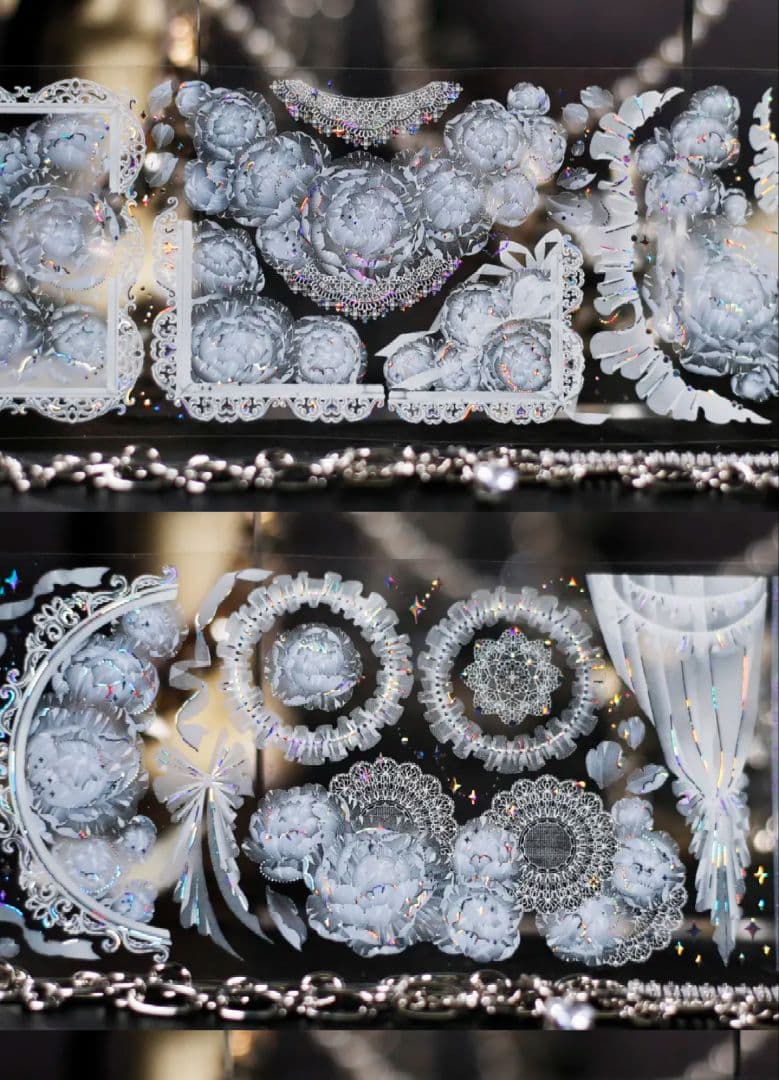 切売 519★ 海外 マスキングテープ マステ PET 装飾 花 贝壳銀