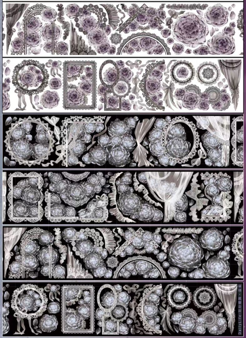 切売 519★ 海外 マスキングテープ マステ PET 装飾 花 贝壳銀