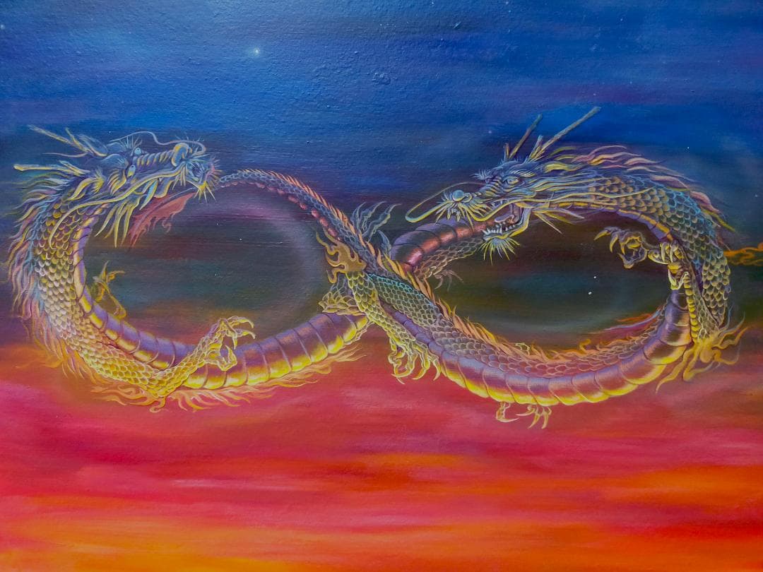 龍の絵 赤富士 開運画 原画 スピリチュアルアート SEISUI