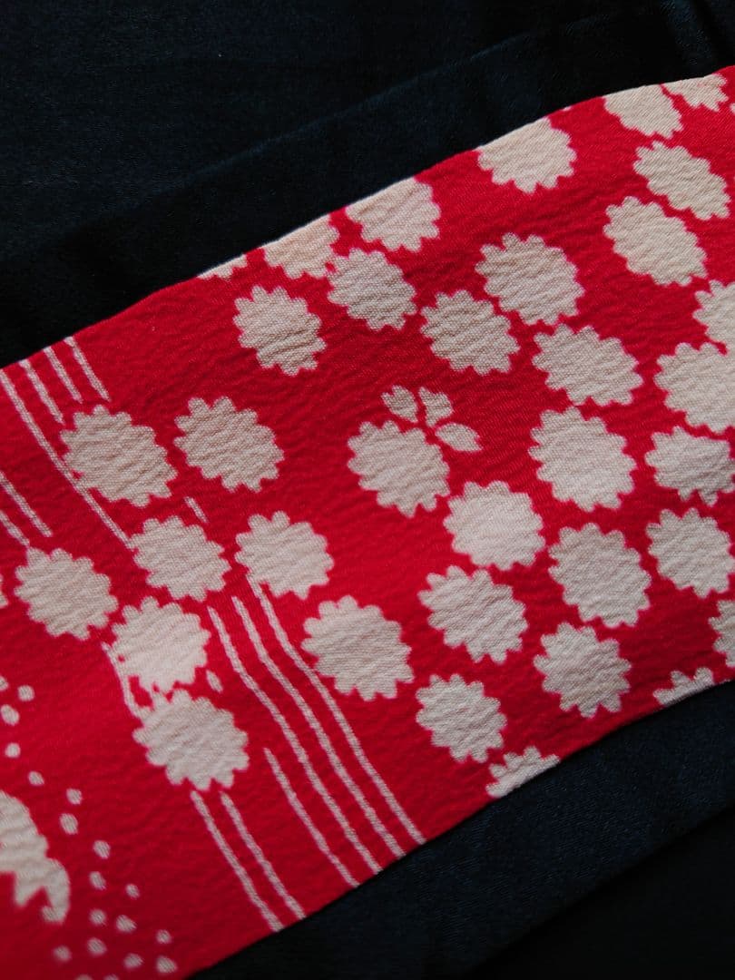 市松人形　お振り袖　着物と帯のセット　縮緬　古布　袷　本仕立て　15号52cm用