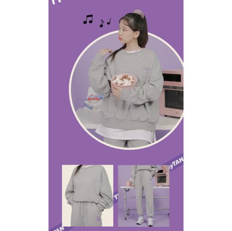 tiny tan バックプリント　トレーナー上下セット　グレー　ジョガーパンツ