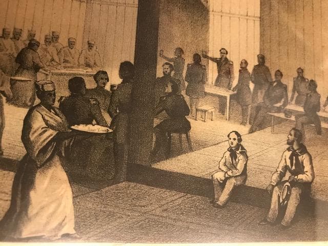 ペリー日本遠征の石版画　1856年版画