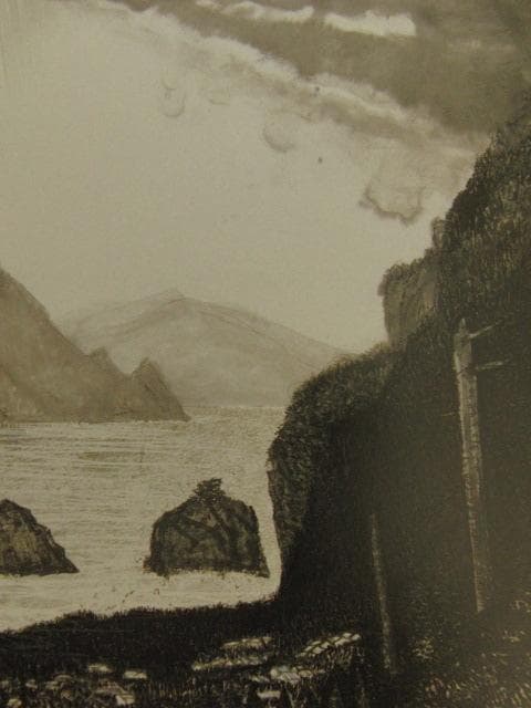 道家珍彦、【伊良湖時雨】、希少な額装用画集より、新品額装付