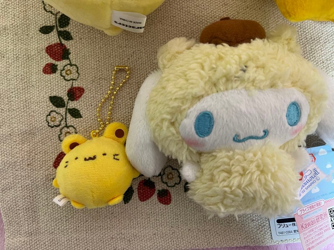 ポムポムプリン　KAWAII研究所 シナモロール　ぬいぐるみキーホルダー