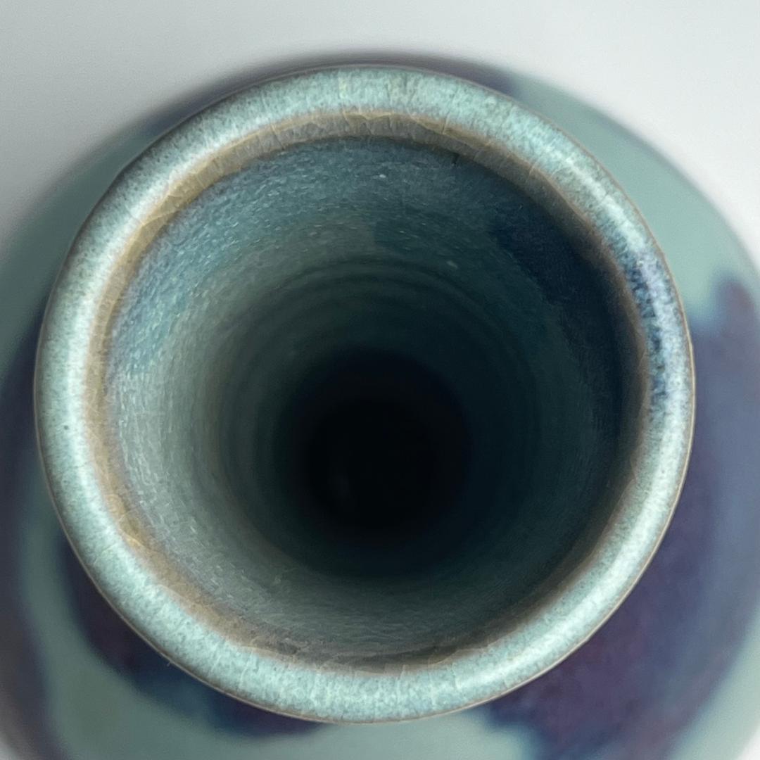 鈞窯天藍釉紫斑長頸瓶 中国古玩 中国美術 唐物