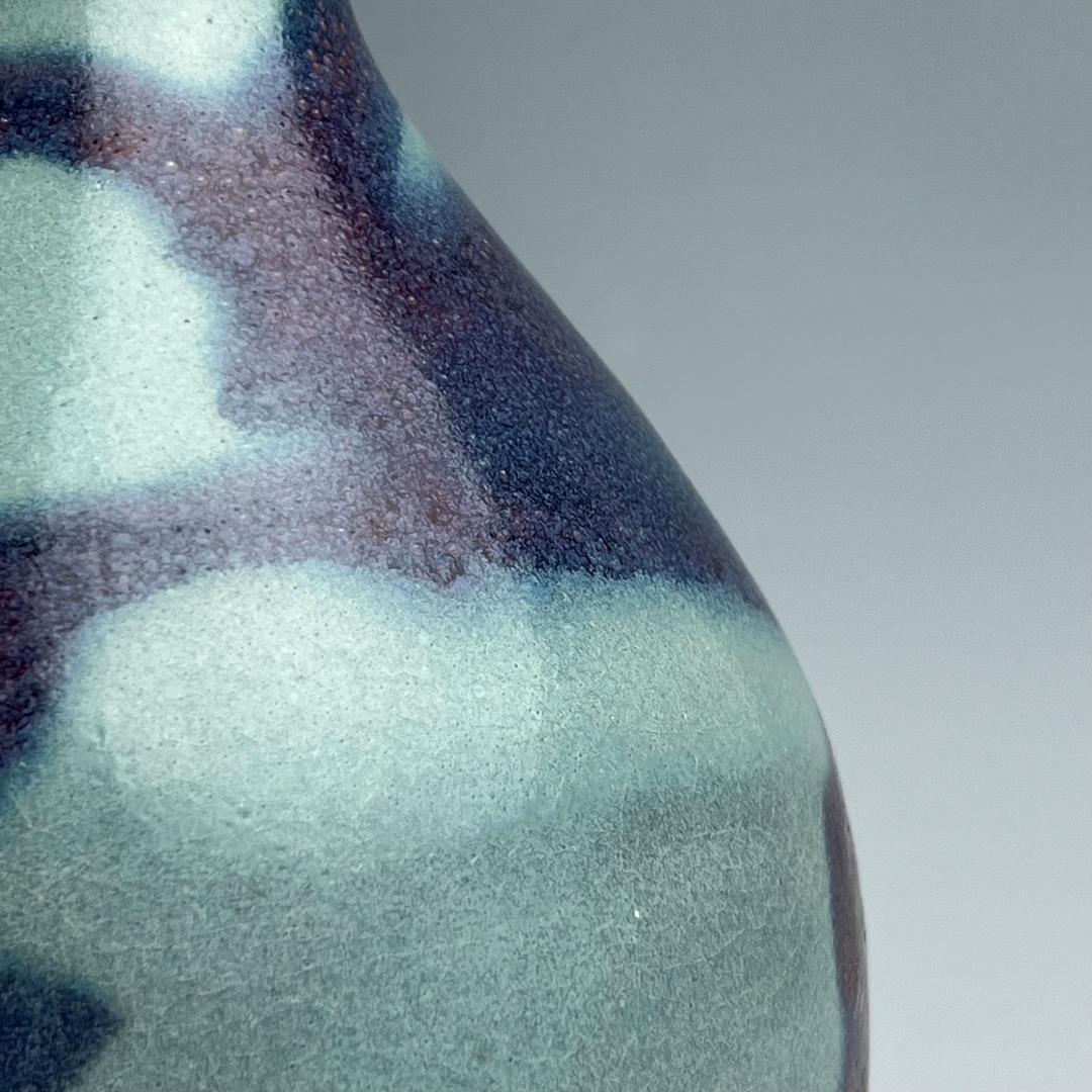 鈞窯天藍釉紫斑長頸瓶 中国古玩 中国美術 唐物