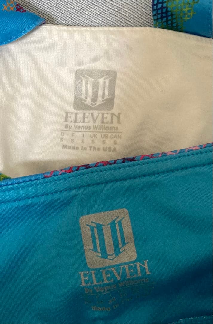 eleven 海外テニスウェア 3点セット 白・ブルー系花柄 M相当