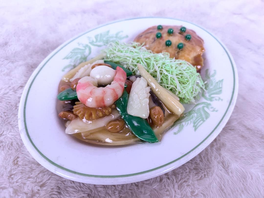 貴重品♪ 昭和レトロ 中華料理盛り合わせ カニ玉と八宝菜 食品サンプル