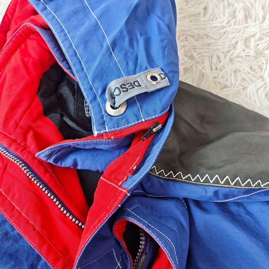 【90ｓ】DESCENTE デサント 中綿スキージャケット 青赤　ゆるダボ S