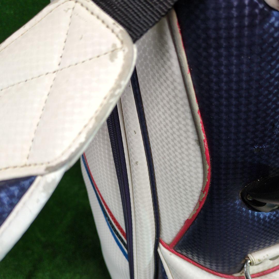adidas ゴルフキャディバッグ オシャレなトリコロールカラー　フードカバー付