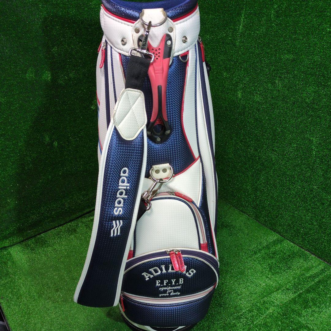 adidas ゴルフキャディバッグ オシャレなトリコロールカラー　フードカバー付