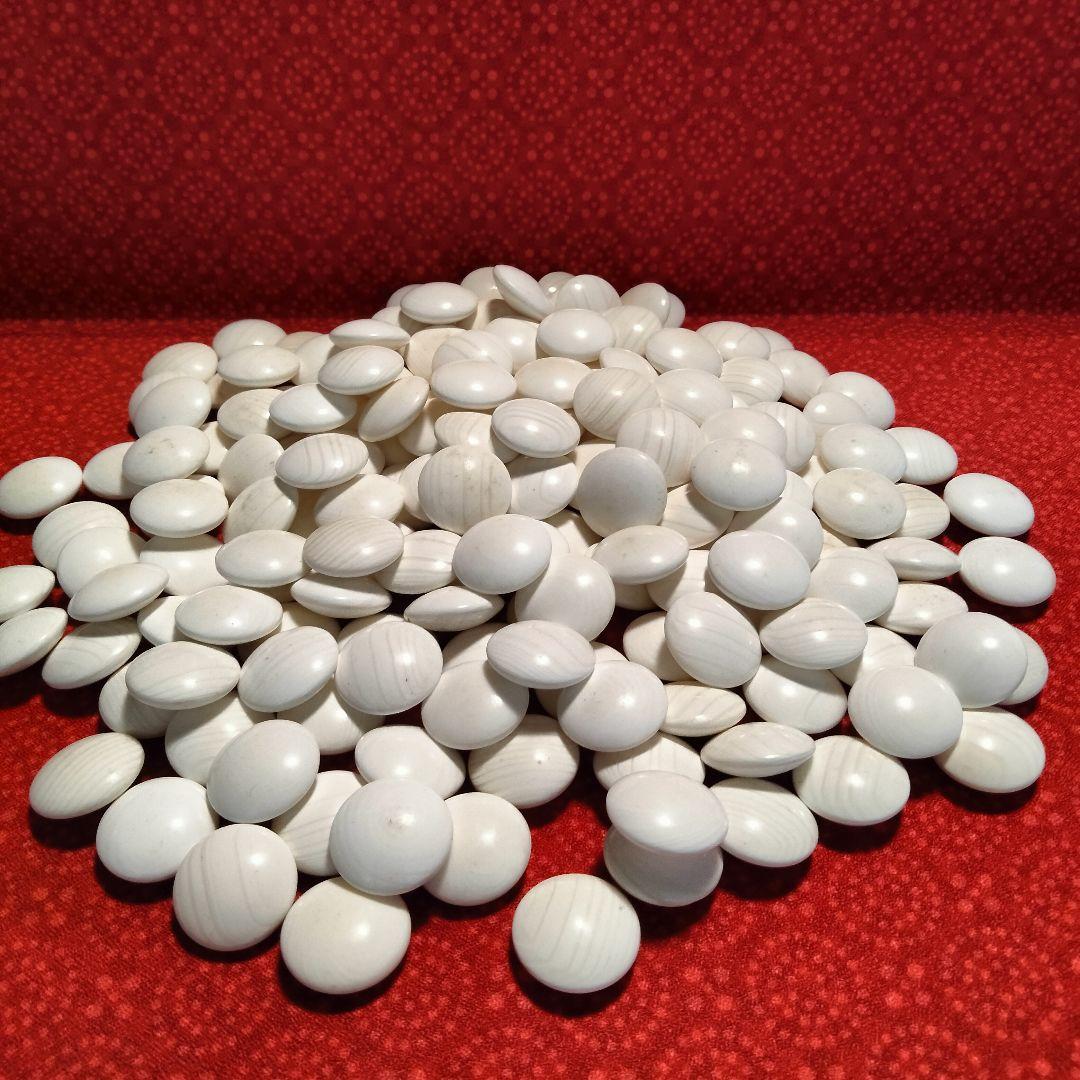 碁石セット蛤白石那智黒石34号中古良品　白181個黒182個特大碁笥割れホツ無し