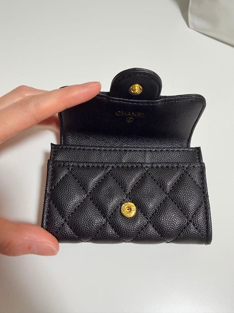 CHANEL 黒 レザー 財布 コンパクト ノベルティ