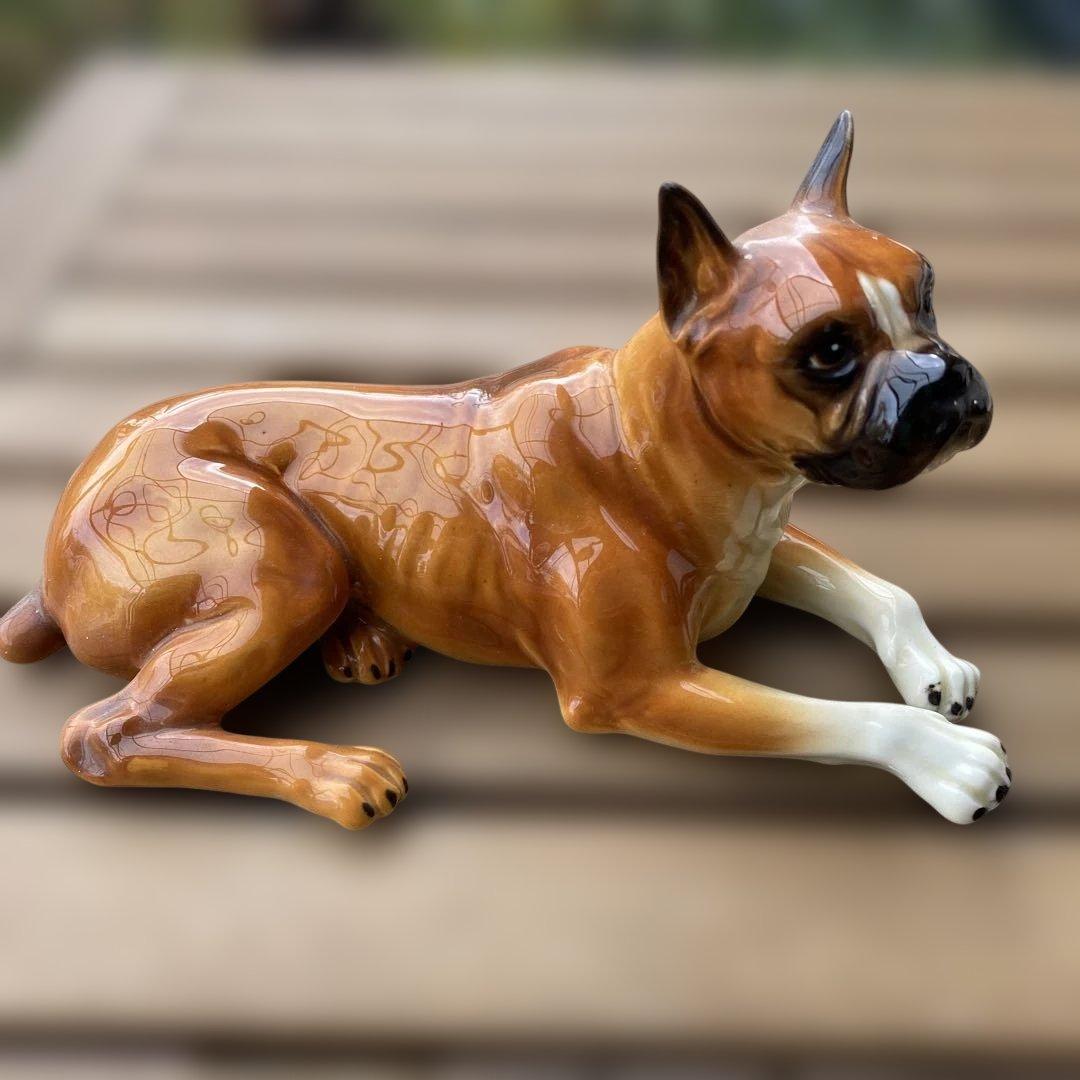 陶器製犬像 ボクサー　米国輸出用日本製 NAPCOWARE ベイビーアニマル