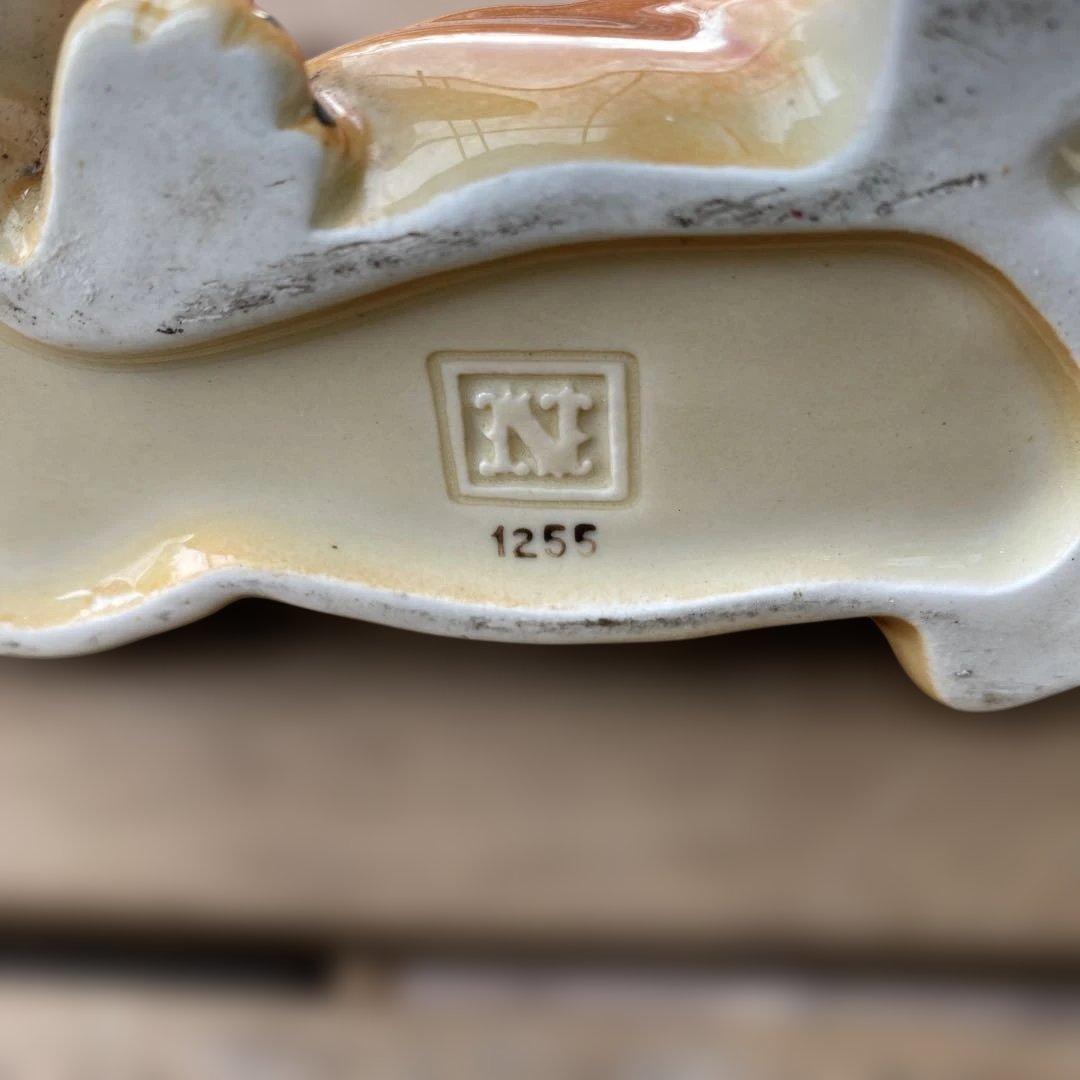 陶器製犬像 ボクサー　米国輸出用日本製 NAPCOWARE ベイビーアニマル