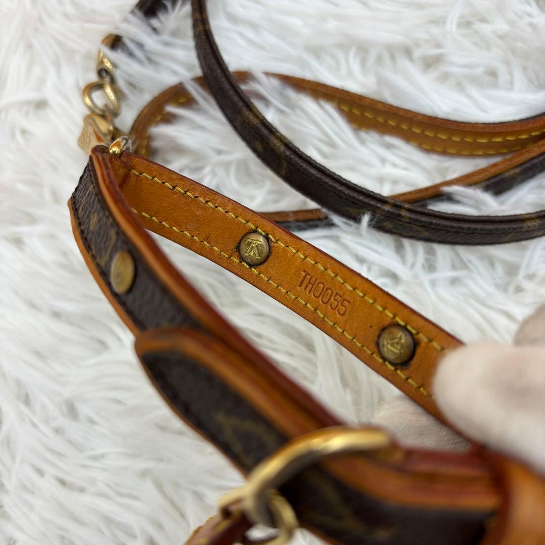 【美品✨】Louis Vuitton モノグラム レザー　小型犬用首輪　リード