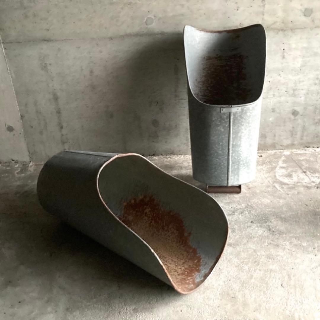 バケツ スコップ 穀物 藁 ブリキ 金属 2点 農具 古道具 シャビー レトロ