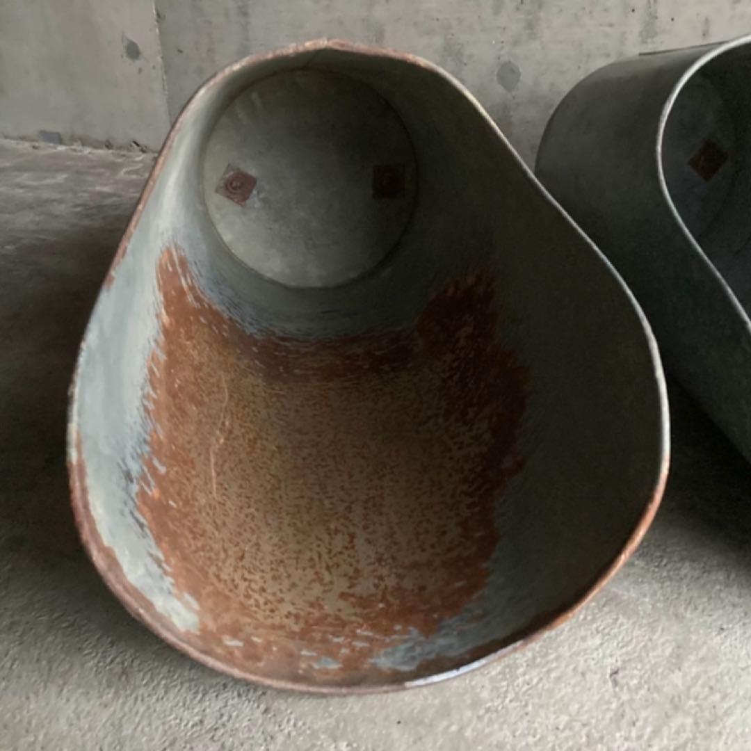 バケツ スコップ 穀物 藁 ブリキ 金属 2点 農具 古道具 シャビー レトロ