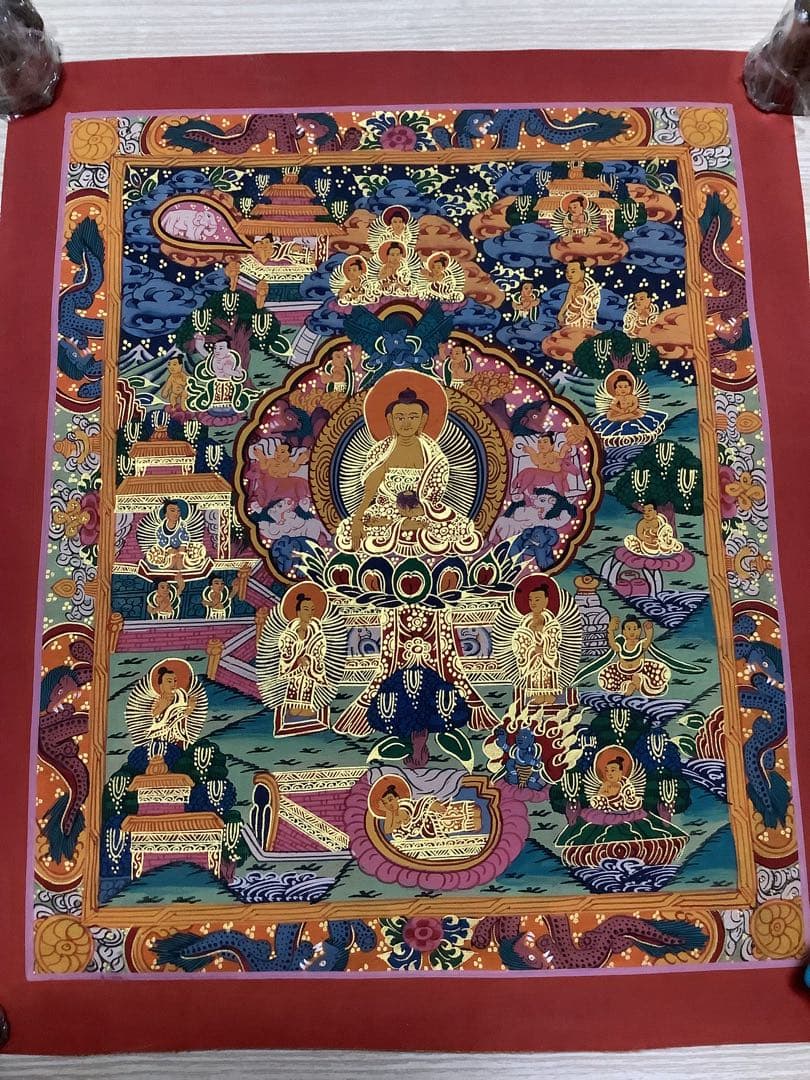 《 チベット密教　新品　1点物 》 手描き　曼荼羅　仏陀　釈迦　仏画　仏教　e1