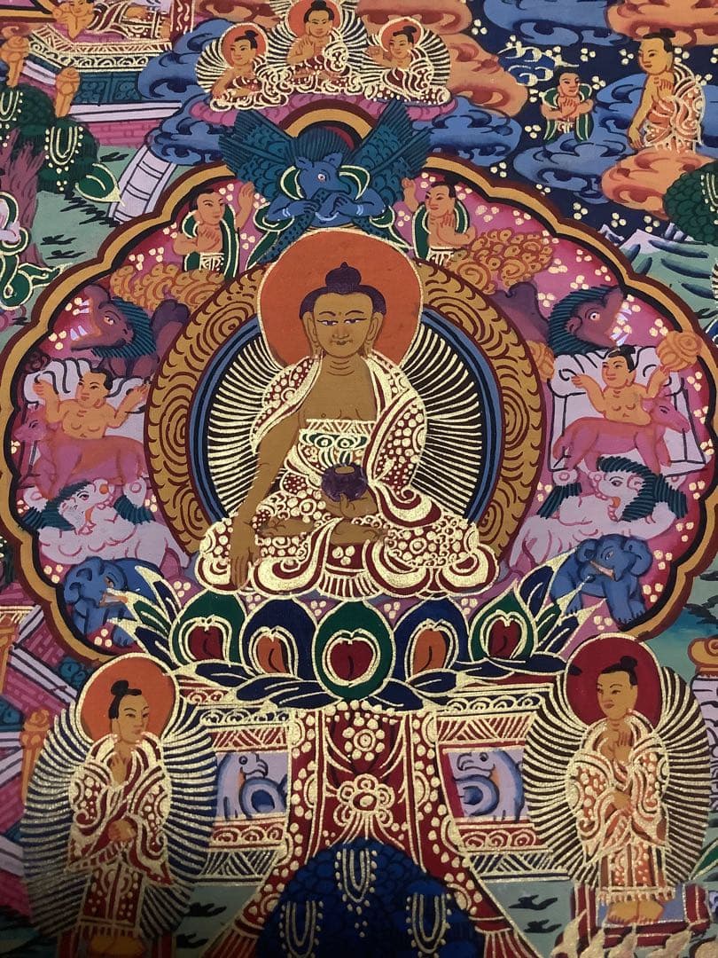 《 チベット密教　新品　1点物 》 手描き　曼荼羅　仏陀　釈迦　仏画　仏教　e1