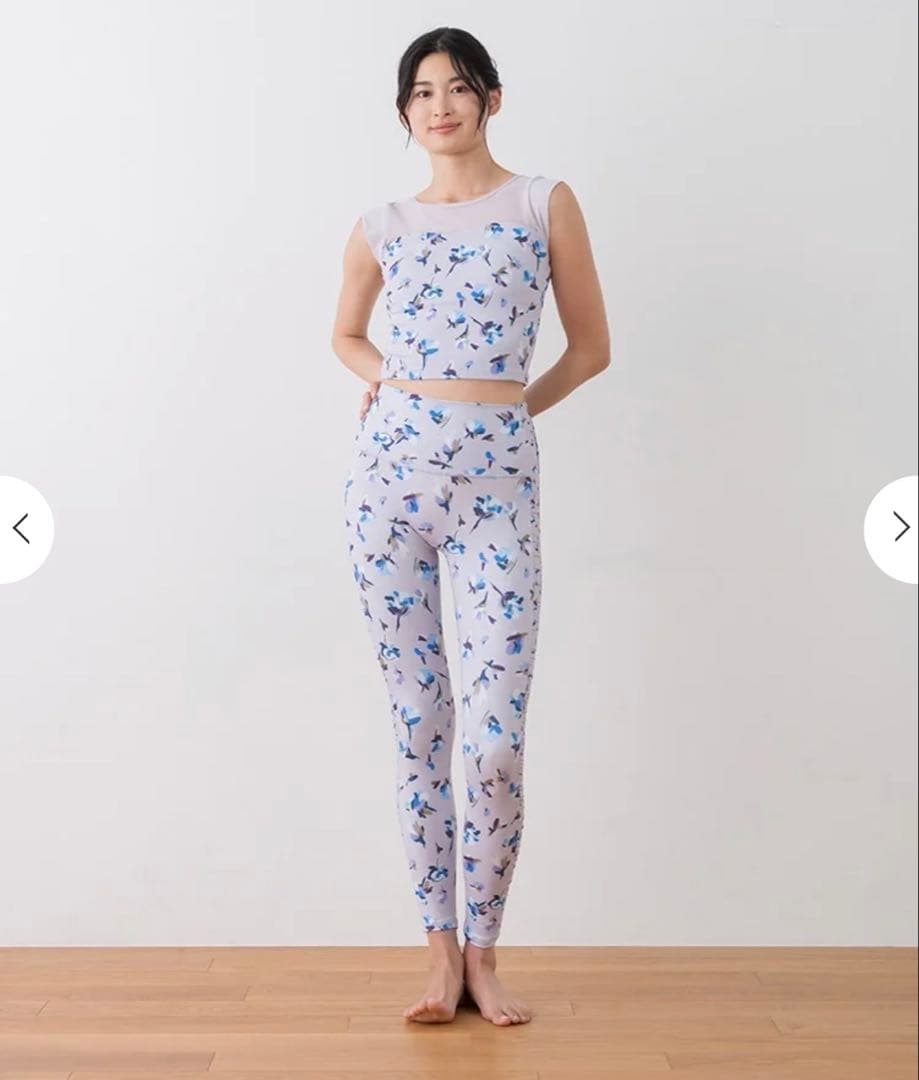 【SUKALA】ローズプリントレギンス　ラベンダーLサイズ