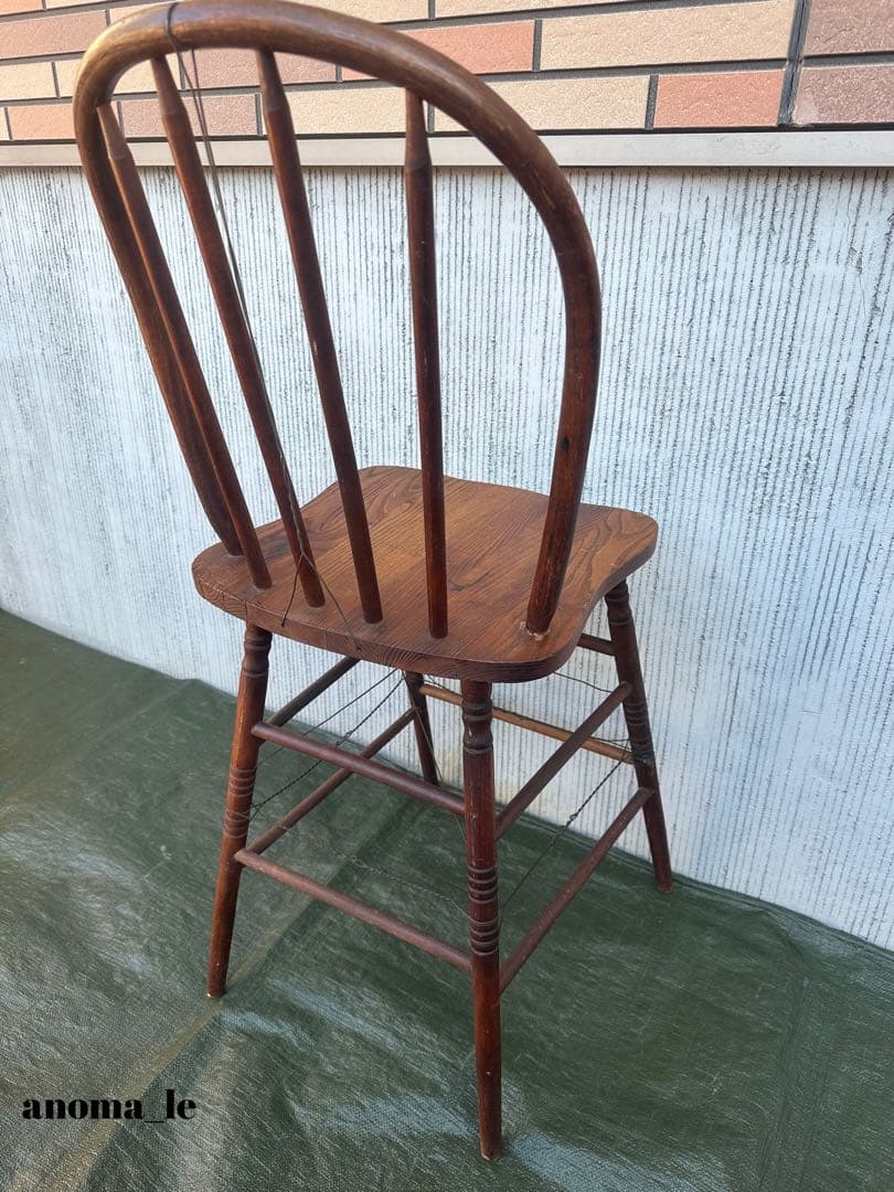 1023【ハイチェア】木製　スティックバック　ウィンザーチェア　USヴィンテージ