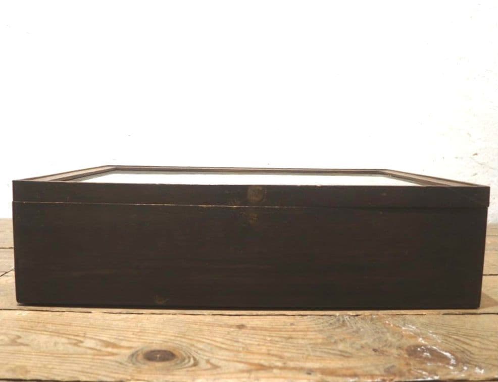 1315 アンティーク　蓋付の木製ガラスケース　木箱　掛け時計　レトロ　古家具