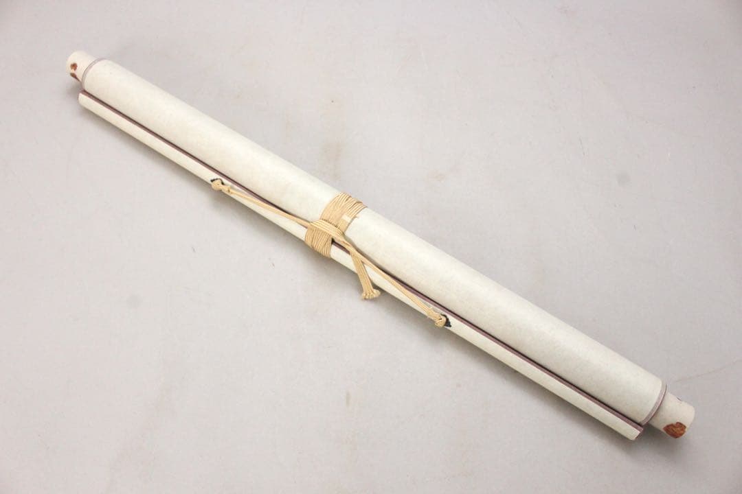 No5265 掛軸　酒井抱一　稲穂図　扇面　紙本着色　陶器軸先　合箱　送料無料