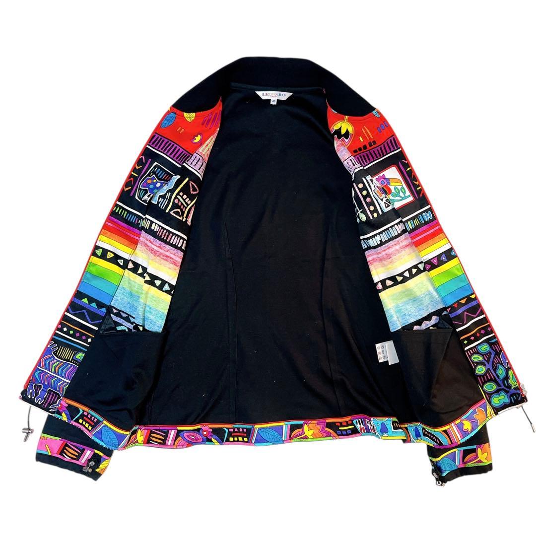 極美品レオナール LEONARD マルチカラー ジップアップブルゾン アニマル柄