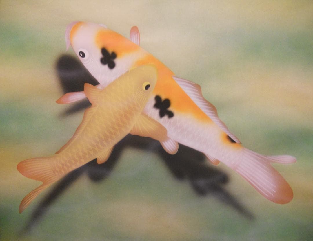 掛け軸 蒼雪 大入鯉 おおいり 絹本 希少 軸装 茶道具 掛軸 美品 です。