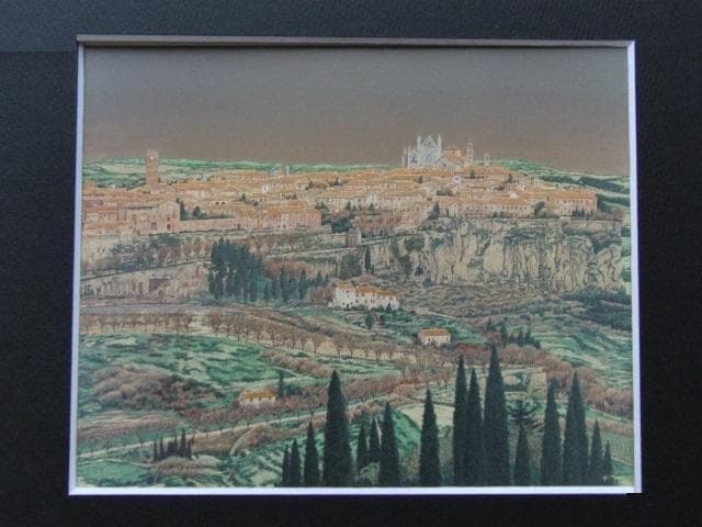 茂木紘一、【丘の街　オリヴィエート】、希少な大判額装用画集より