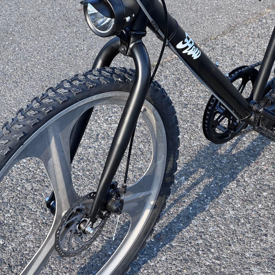 クロスバイク　26インチ　アルミブレードホイール　後付け7段変速　タイヤ新品　黒