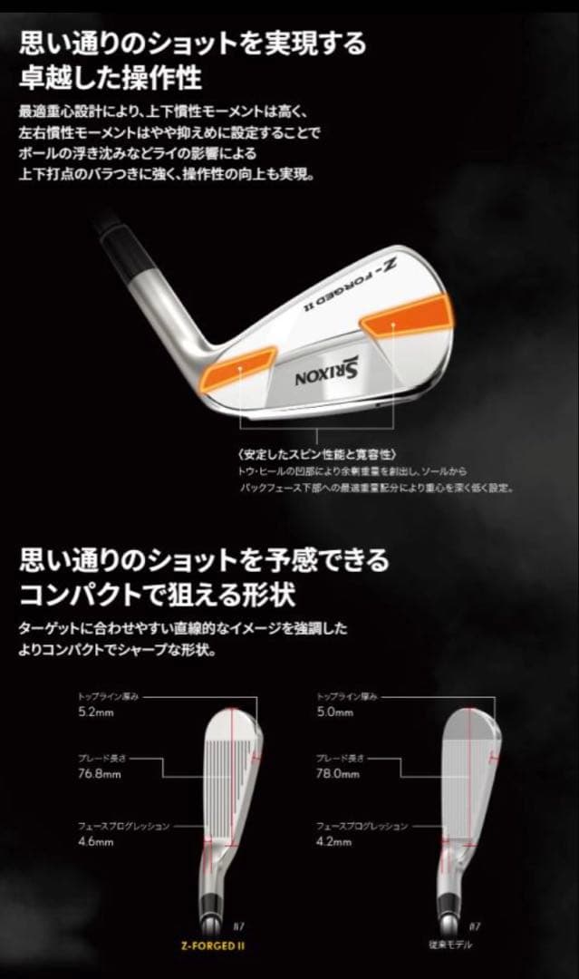 新品 スリクソン SRIXON Z FORGEDⅡアイアン 6本セット S 松山