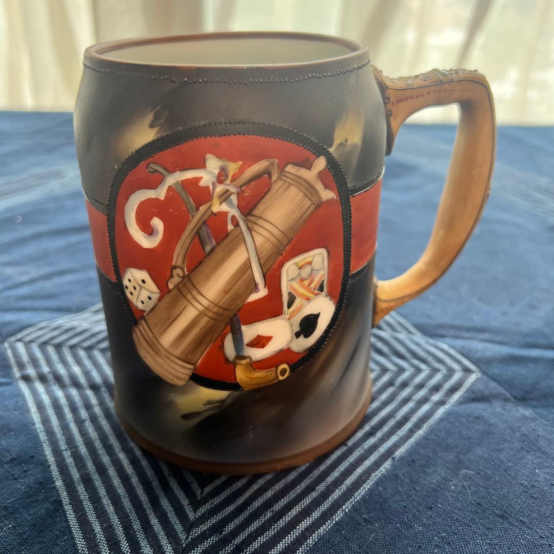 オールドノリタケ✴︎ビア、マグトランプ柄