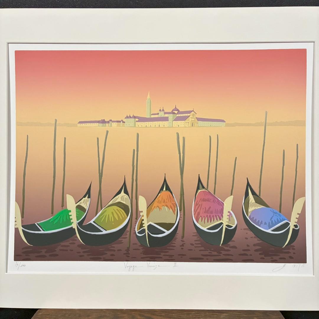 北吉晃「Voyage～」シルクスクリーン 直筆サイン入り お洒落な額装 フランス