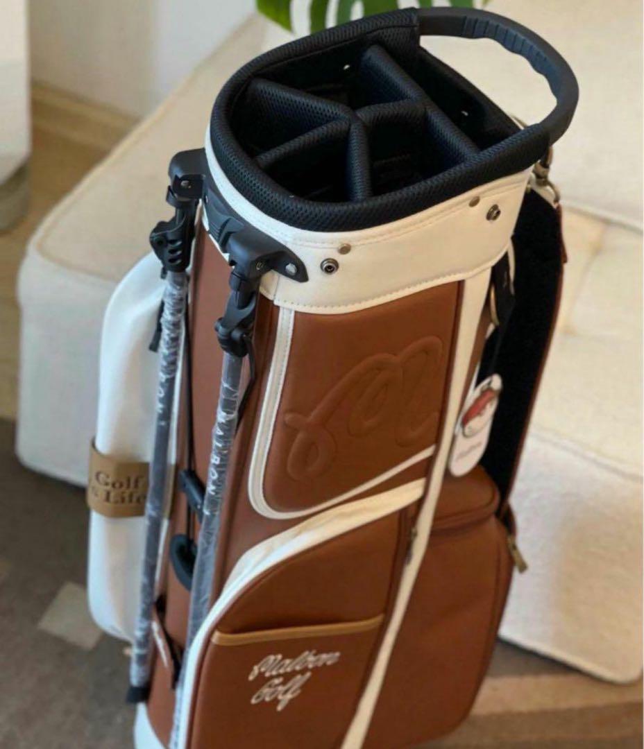 マルボンゴルフMalbon golfキャディバッグ ゴルフバッグ 男女兼用 茶色