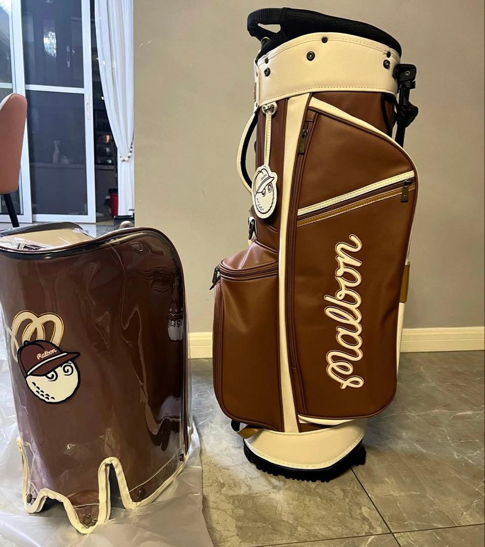 マルボンゴルフMalbon golfキャディバッグ ゴルフバッグ 男女兼用 茶色