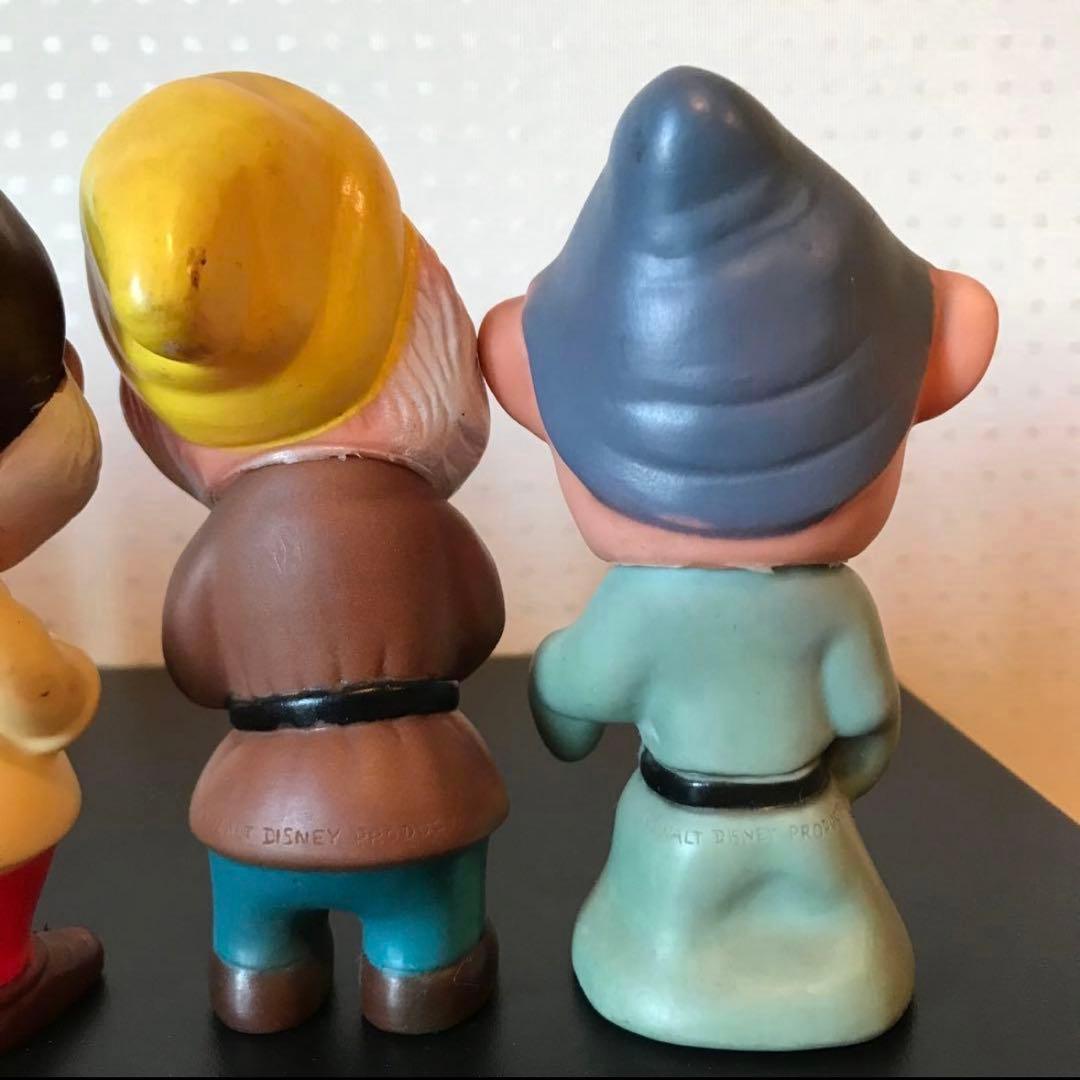 ディズニー　ビンテージ　白雪姫　７人の小人　ソフビフィギュア７人セット
