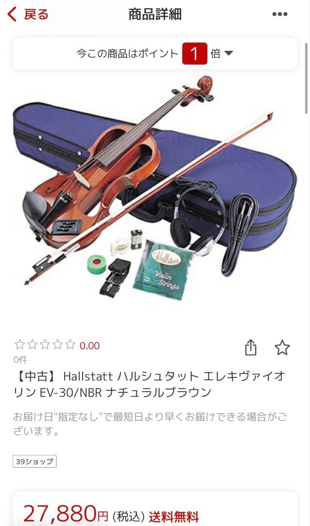 【保証書付き純正】 hallstatt EV-30 エレキバイオリン　初心者