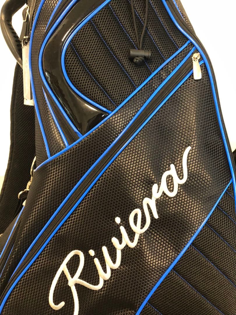 【送料込み】美品　リビエラ　キャディバッグ　青　黒　ゴルフバッグ