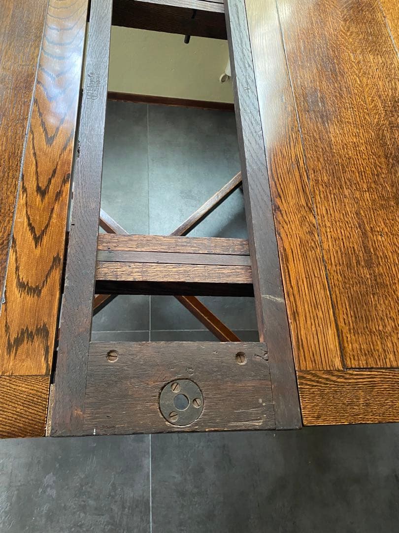 送料込み三越イギリスアンティークドローリーフテーブル（伸縮可能）