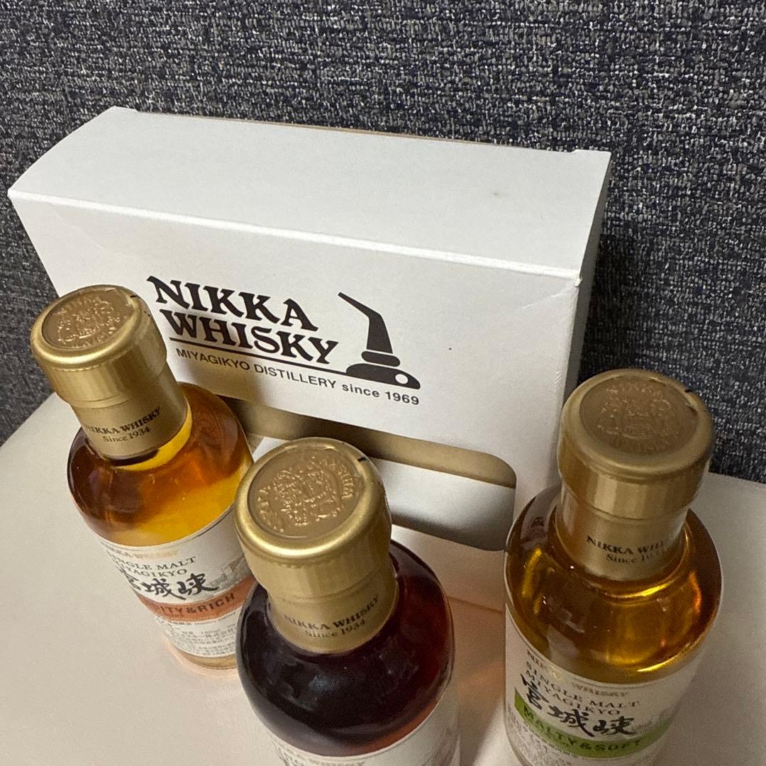 ニッカウイスキー　　　　　余市小瓶付シングルモルト3本セット